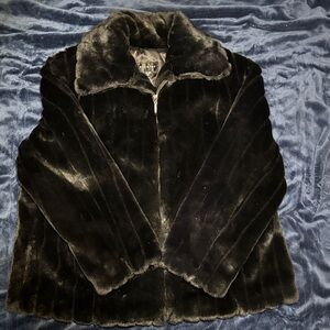 plus size black faux fur coat